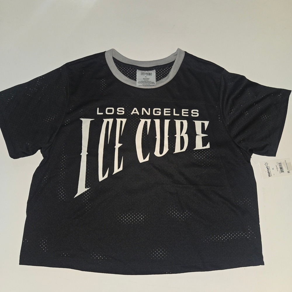 Ice Cube Los Angeles Mesh Jersey Crop Top Black Grey XL NWT 69 Hip Hop Rap Shirt